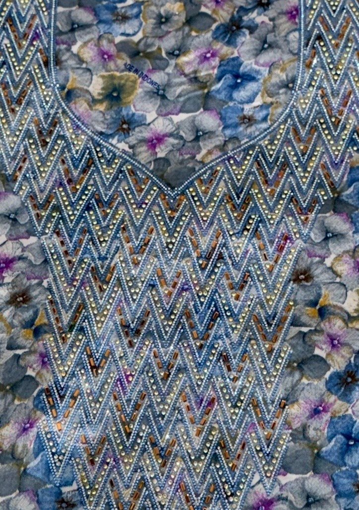 Indonesian Silk Embroidered Mukhawwar – Starry Night Blue
