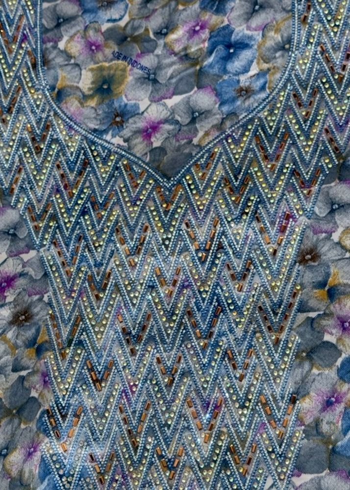 Starry Night Blue Chevron Detail