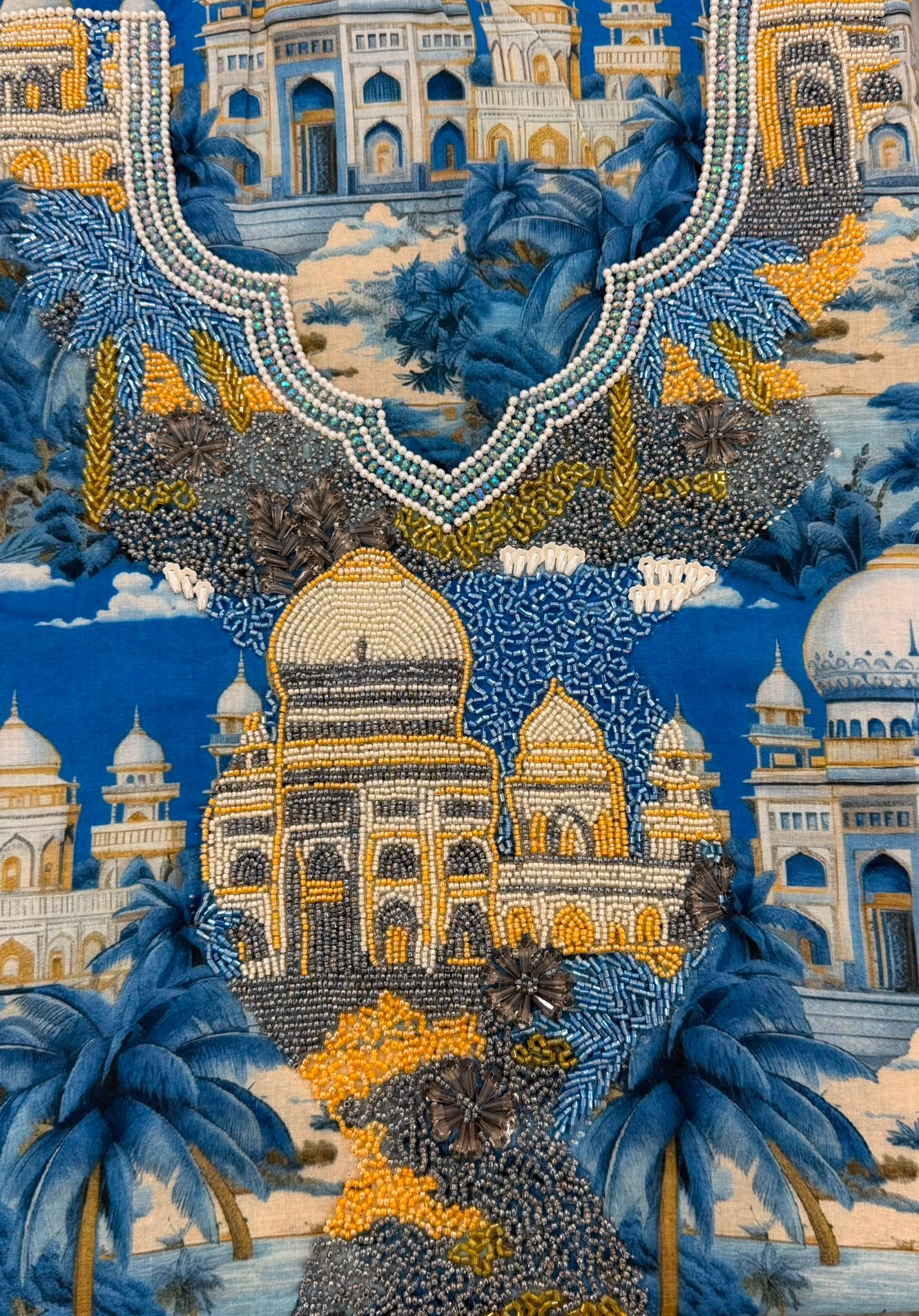 1001 Nights Blue Neckline Detail